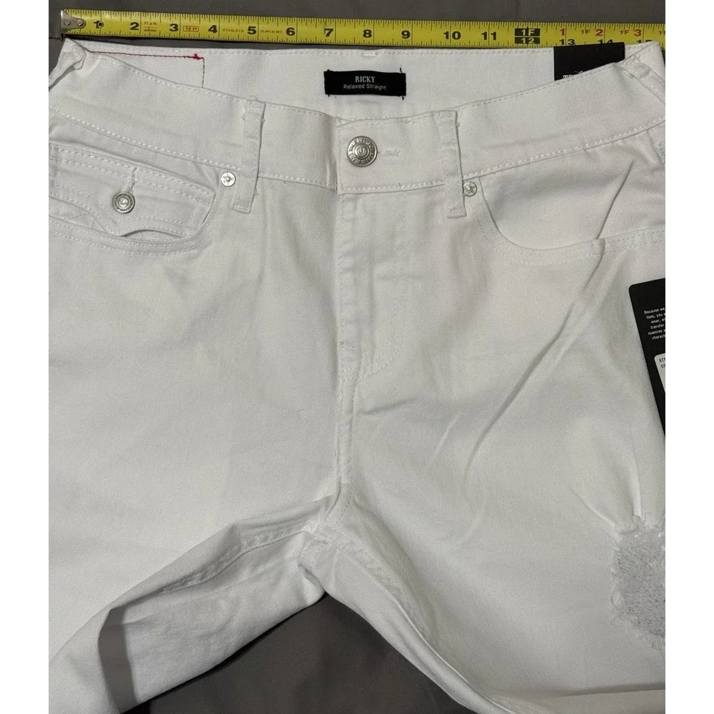 NWT $128‎  True Religion RICKY SN Relaxed Size 30 White Straight Shorts Raw Hem